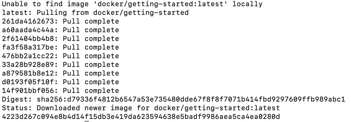Загрузка Docker-образа getting-started из реестра