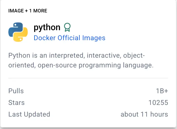 Результаты поиска python image на Docker Hub