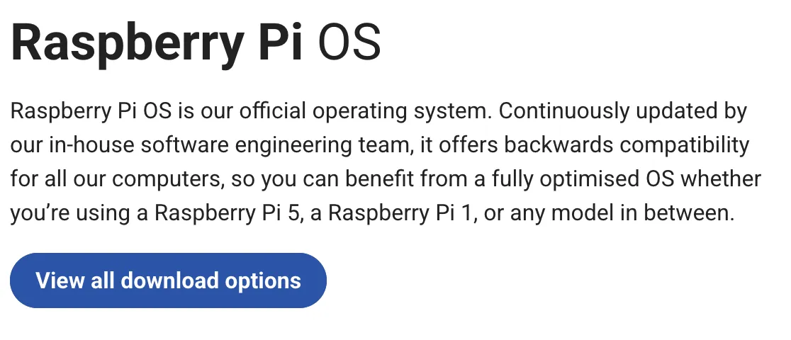 Кнопка перехода к ручной загрузке официального образа Raspberry Pi OS